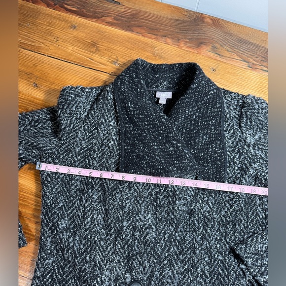 J Jill Women's Gray Black Wool Blend Coat One Button Draped longline Coatigan S - Picture 5 of 11